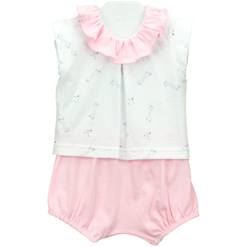 GIRLS TSHIRT WITH FRILLED NECKLINE AND KNICKER