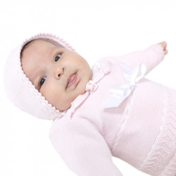 BOYS AND GIRLS KNITTED TOP AND GAITER WITH BONNET DULCE DE FRESA 1