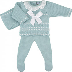 BOYS AND GIRLS KNITTED TOP AND GAITER WITH BONNET DULCE DE FRESA 2