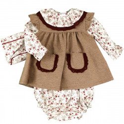 GIRLS DRESS WITH FLOWERY BLOUSE AND KNICKERS